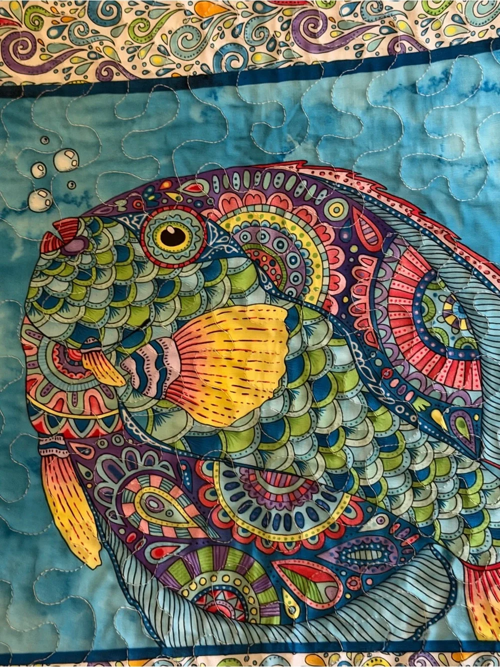 Vibrant Ocean Animal Quilted Throw Blanket - hand made   Approx 54x42. Turtle